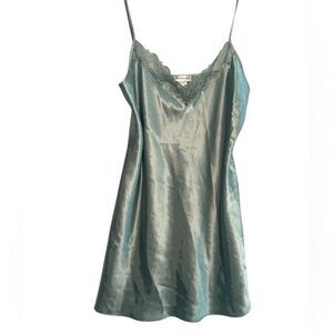 Jones New York Teal Satin Chemise with Lace - size XL